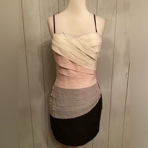 Gianni Bini Dress Women's Pink &‎ Black Tiered Built-In Bra New Multi-way 139$